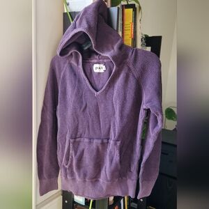 PACT women's Purple Waffle Hooded Top